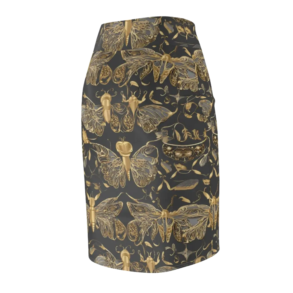 Gilded Entomology on Pencil Skirt — Back Side