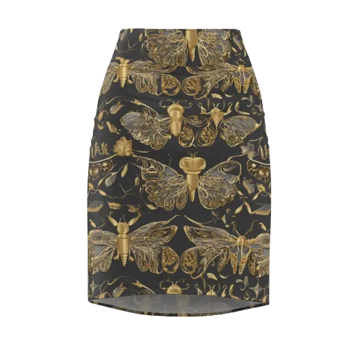 Gilded Entomology on a Pencil Skirt