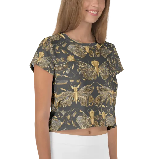 Gilded Entomology on a Crop Tee