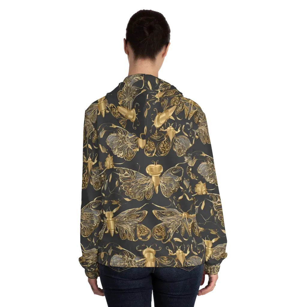 Gilded Entomology on Women's Full-Zip Hoodie — Back On Person