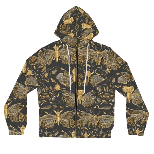 Gilded Entomology on a Women's Full-Zip Hoodie