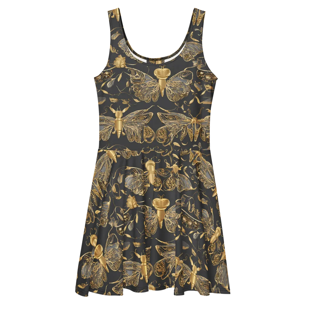 Gilded Entomology on Skater Dress — Front