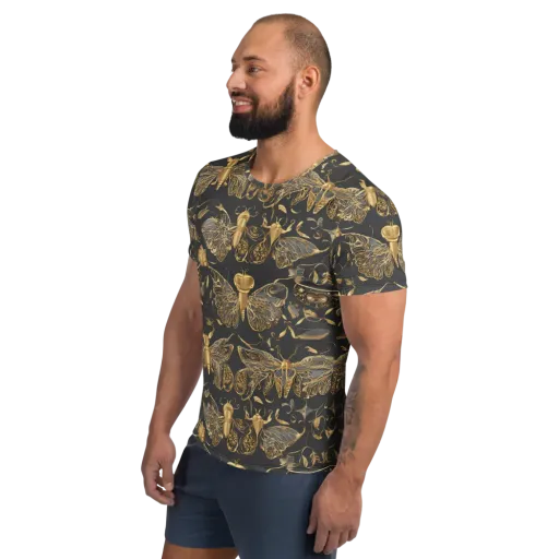 Gilded Entomology on a Men's Athletic T-Shirt
