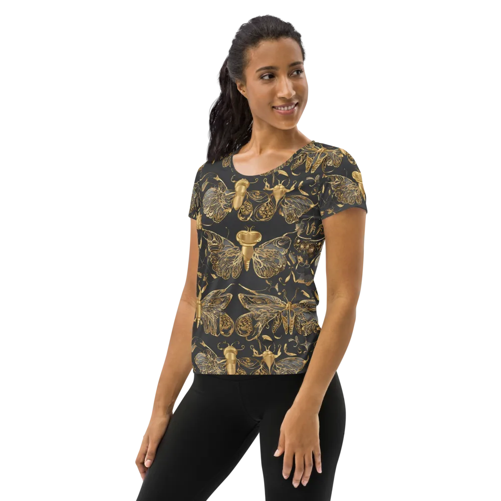 Gilded Entomology on Women's Athletic T-Shirt — Left