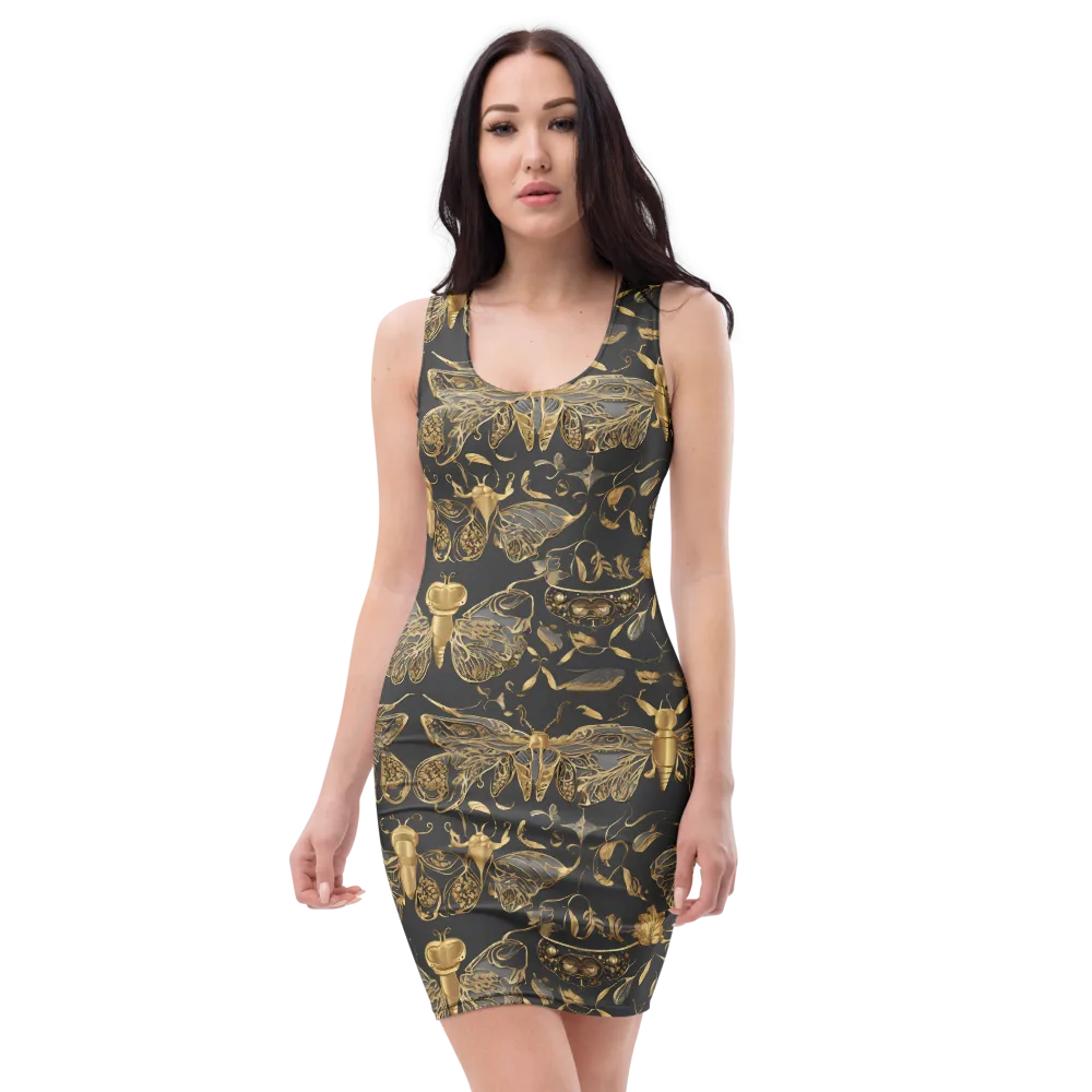 Gilded Entomology on Bodycon Dress — Front