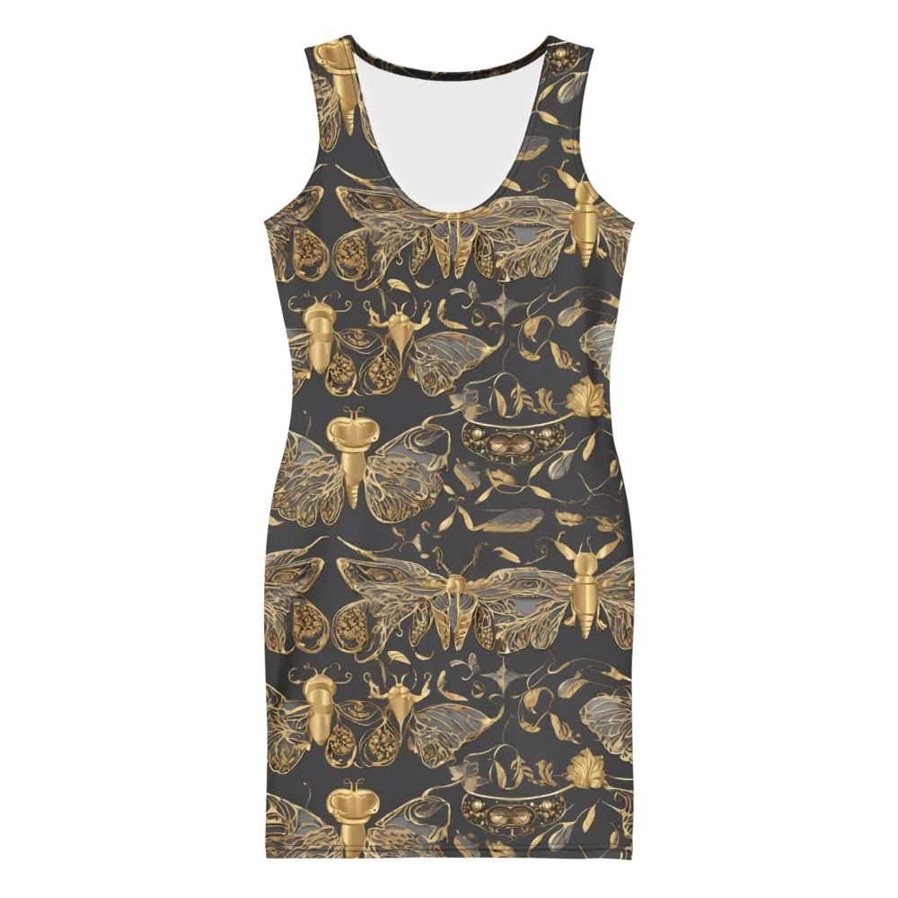 Gilded Entomology on Bodycon Dress — Front