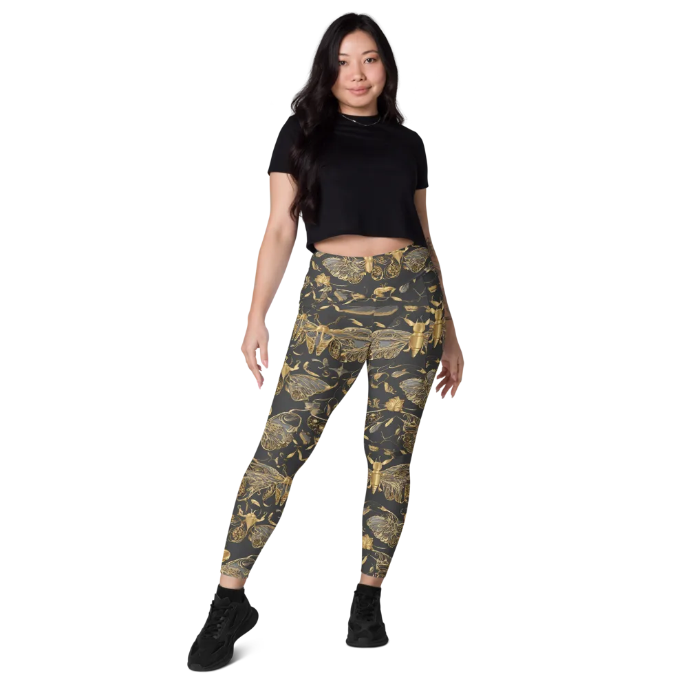 Gilded Entomology on Leggings with Pockets — Front