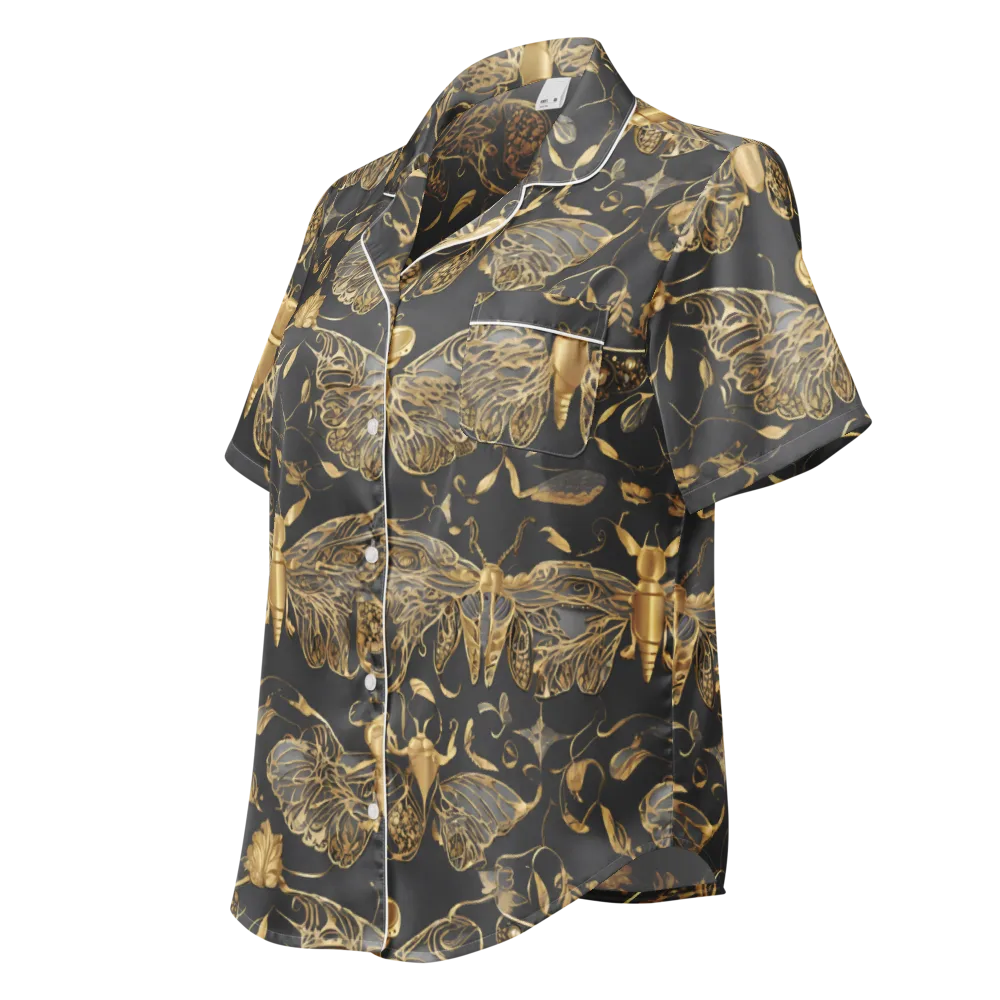 Gilded Entomology on Women's Short Sleeve Pajama Top — Left Front