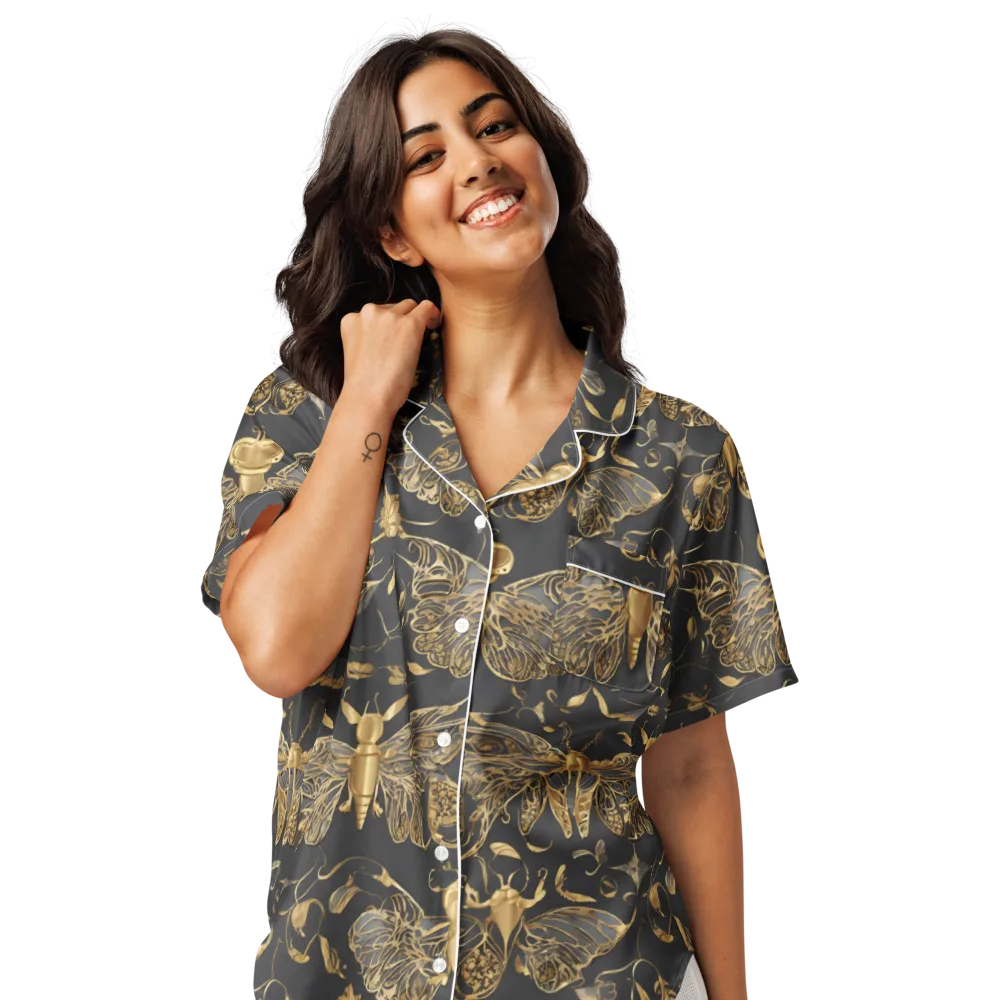 Gilded Entomology on Women's Short Sleeve Pajama Top — Front