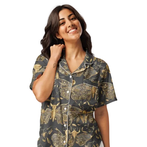 Gilded Entomology on a Women's Short Sleeve Pajama Top