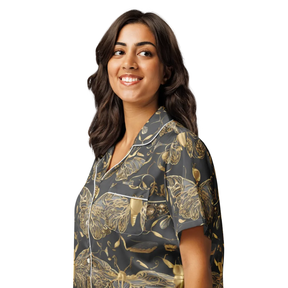 Gilded Entomology on Women's Short Sleeve Pajama Top — Left Front