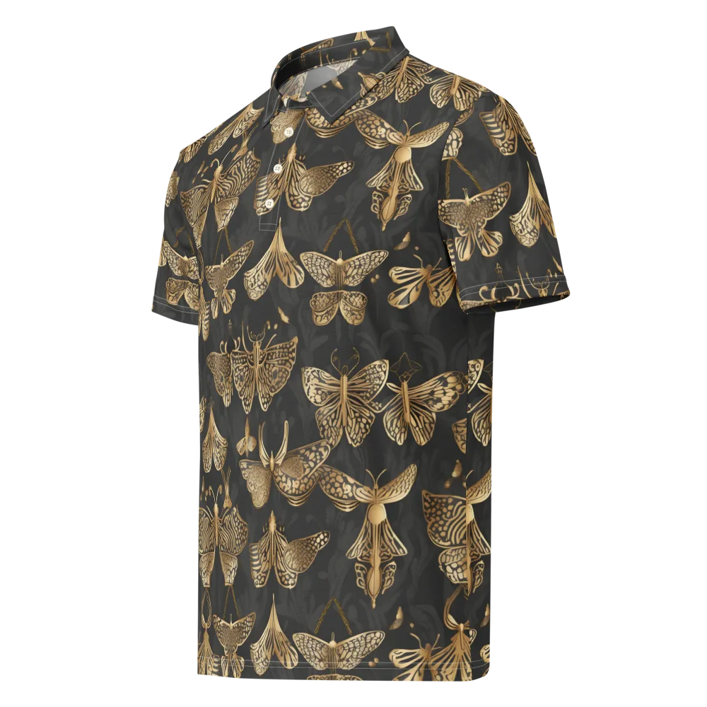 Gilded Moth Archive on Men's Slim Fit Polo Shirt — Left Front