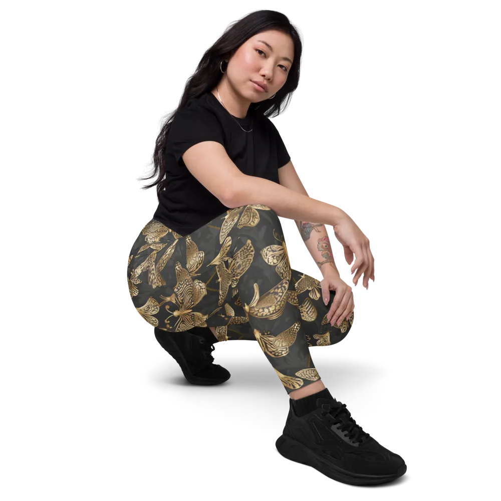 Gilded Moth Archive on Leggings with Pockets — Right Front