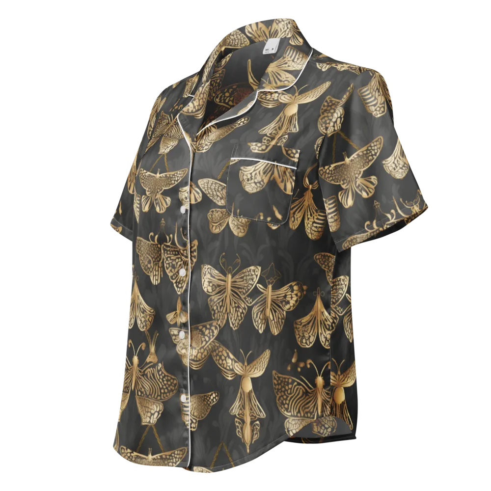 Gilded Moth Archive on Women's Short Sleeve Pajama Top — Left Front