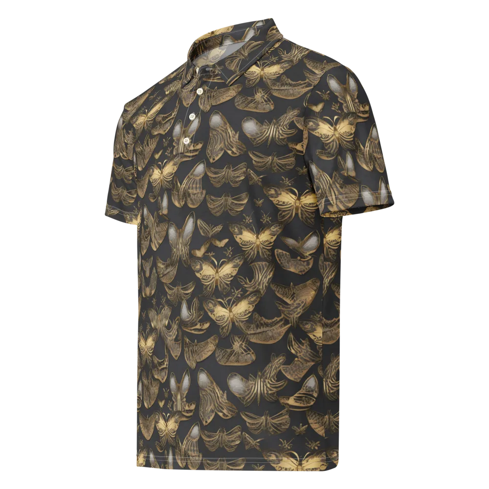 Gilded Moth on Men's Slim Fit Polo Shirt — Left Front