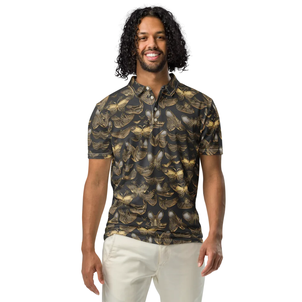Gilded Moth on Men's Slim Fit Polo Shirt — Front