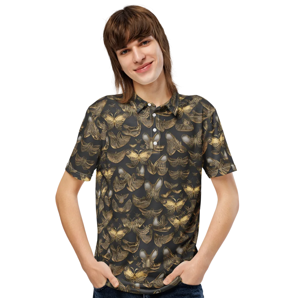 Gilded Moth on Men's Slim Fit Polo Shirt — Front