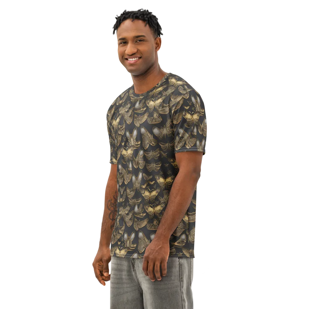 Gilded Moth on Men's Cotton Crew Neck T-Shirt — Left Front