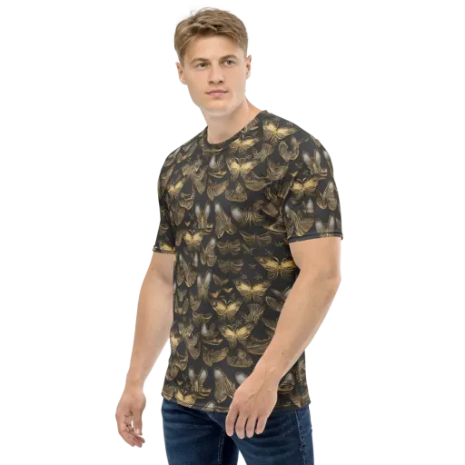 Gilded Moth on a Men's Crew Neck T-Shirt