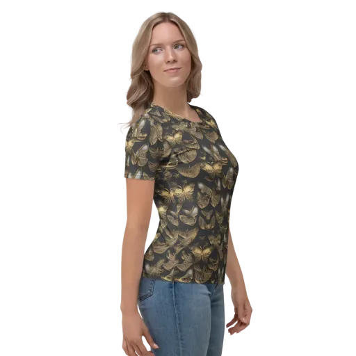 Gilded Moth on a Women's Crew Neck T-Shirt
