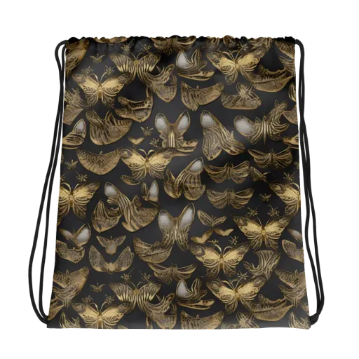 Gilded Moth on a Drawstring Bag