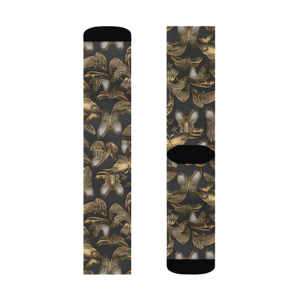 Gilded Moth on Socks — Right Sock