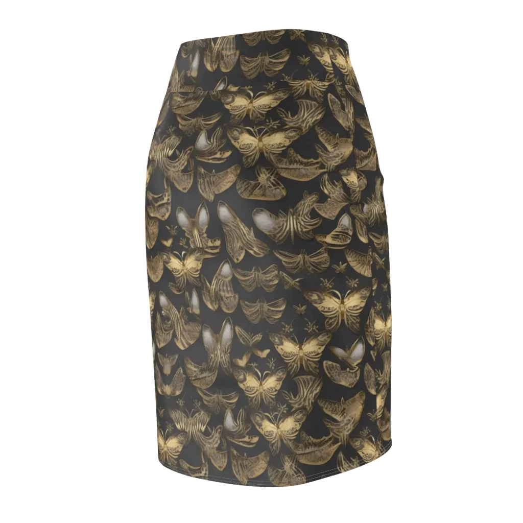 Gilded Moth on Pencil Skirt — Back Side