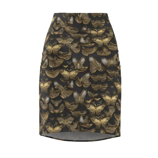 Gilded Moth on a Pencil Skirt