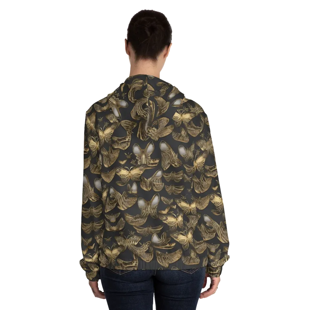 Gilded Moth on Women's Full-Zip Hoodie — Back On Person