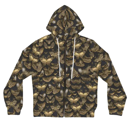 Gilded Moth on a Women's Full-Zip Hoodie