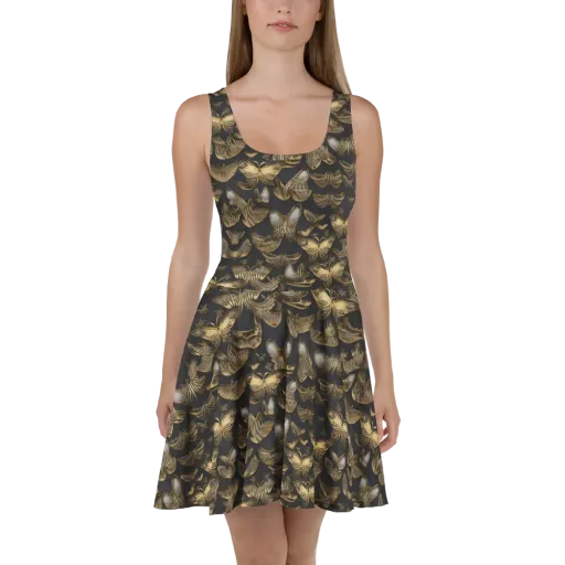 Gilded Moth on a Skater Dress