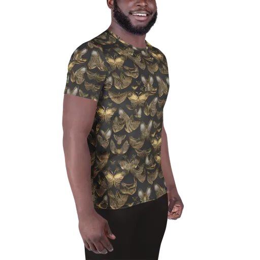 Gilded Moth on a Men's Athletic T-Shirt