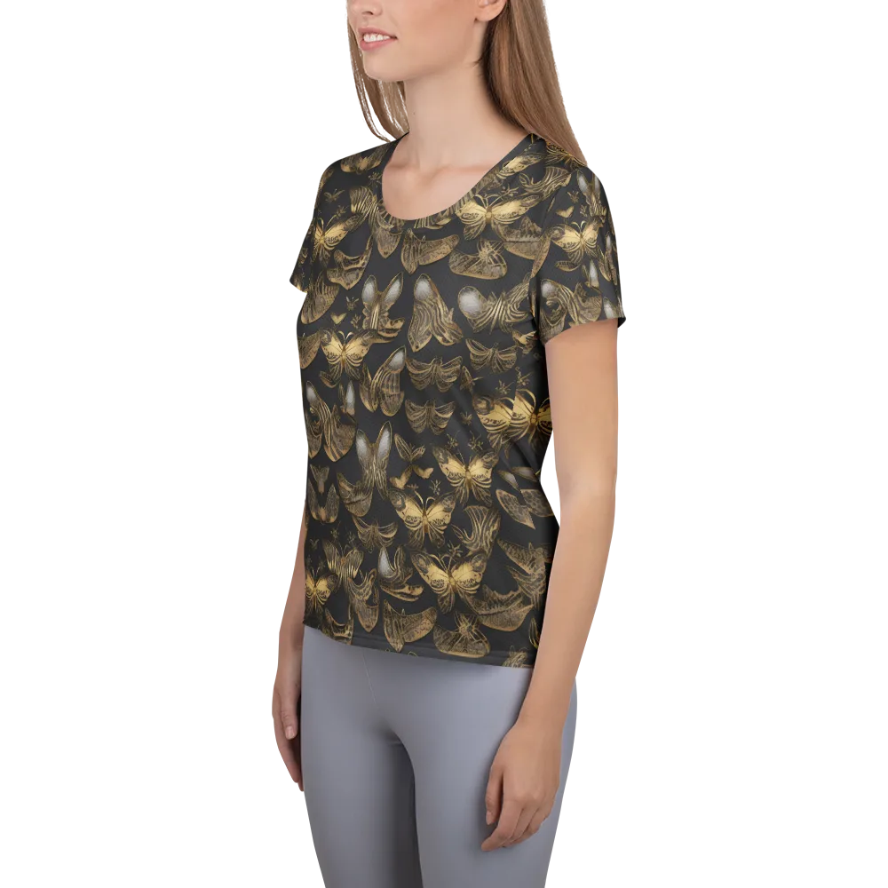 Gilded Moth on Women's Athletic T-Shirt — Left