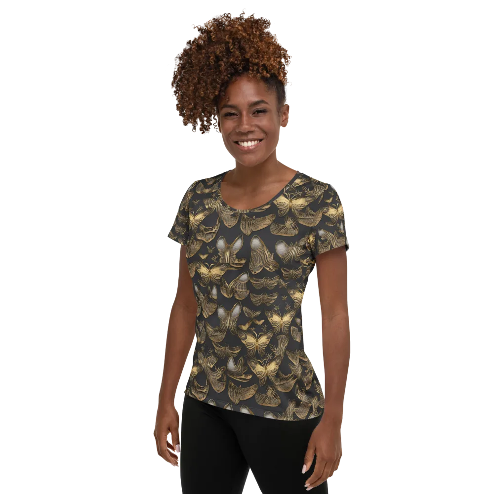 Gilded Moth on Women's Athletic T-Shirt — Left