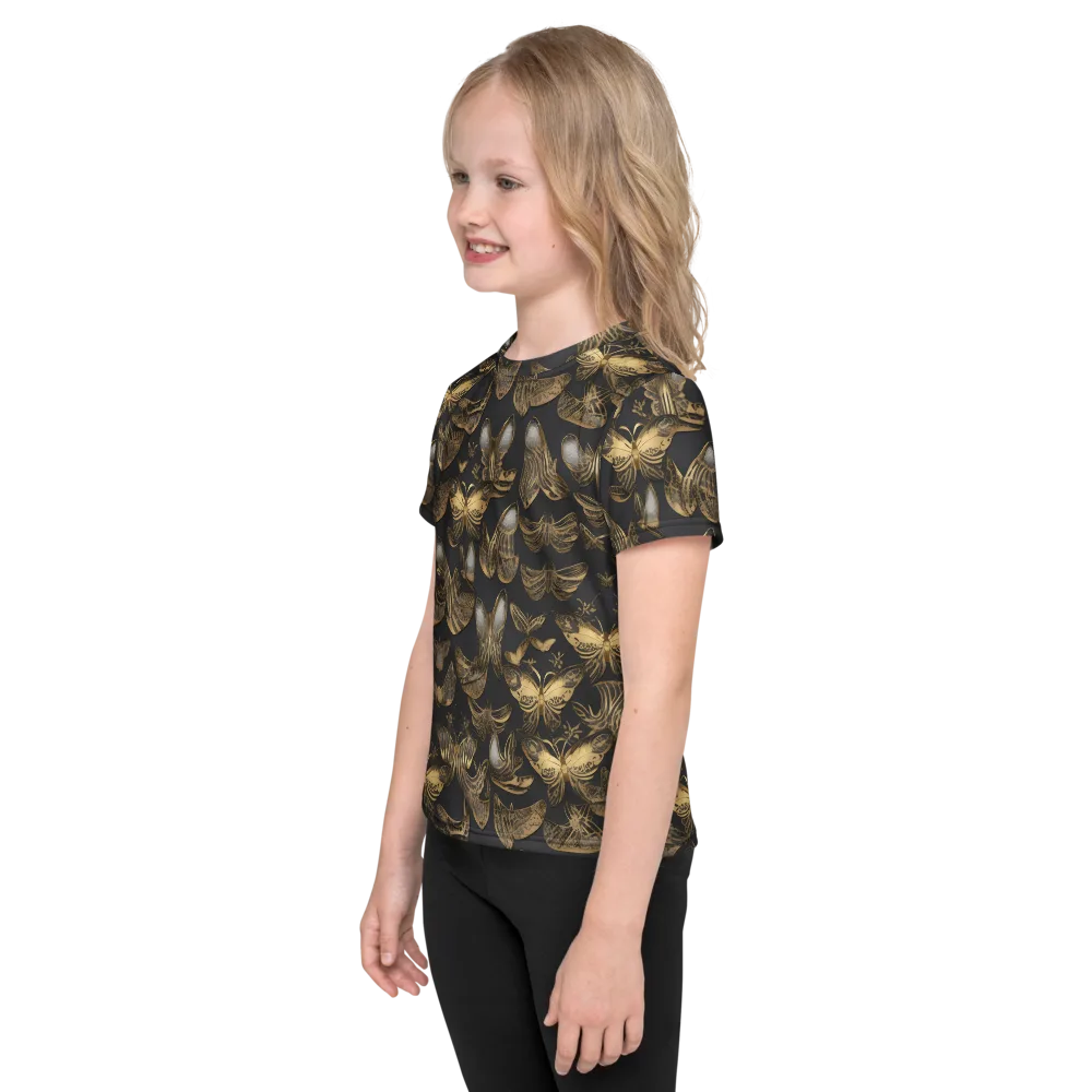 Gilded Moth on Kids Crew Neck T-Shirt — Left