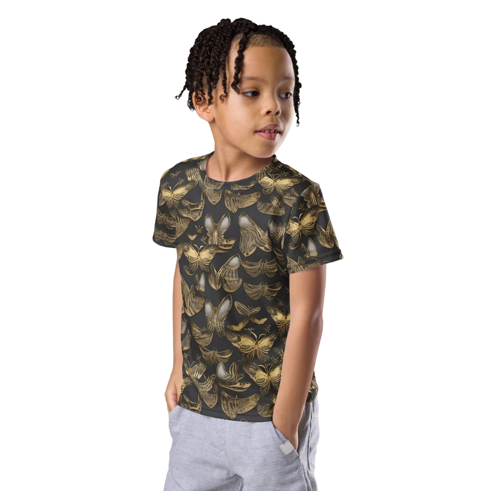 Gilded Moth on Kids Crew Neck T-Shirt — Left Front