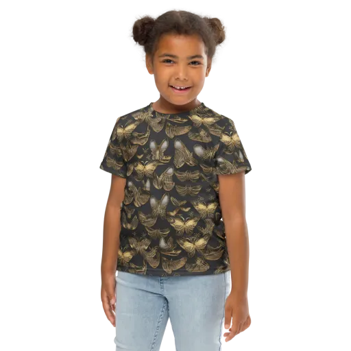 Gilded Moth on a Kids Crew Neck T-Shirt