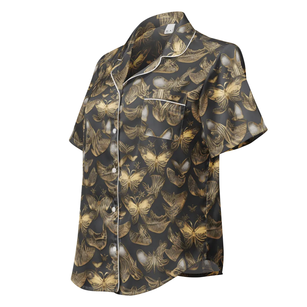Gilded Moth on Women's Short Sleeve Pajama Top — Left Front
