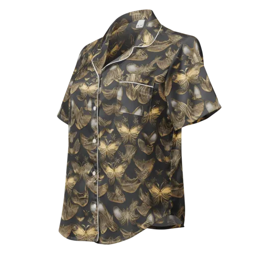 Gilded Moth on a Women's Short Sleeve Pajama Top