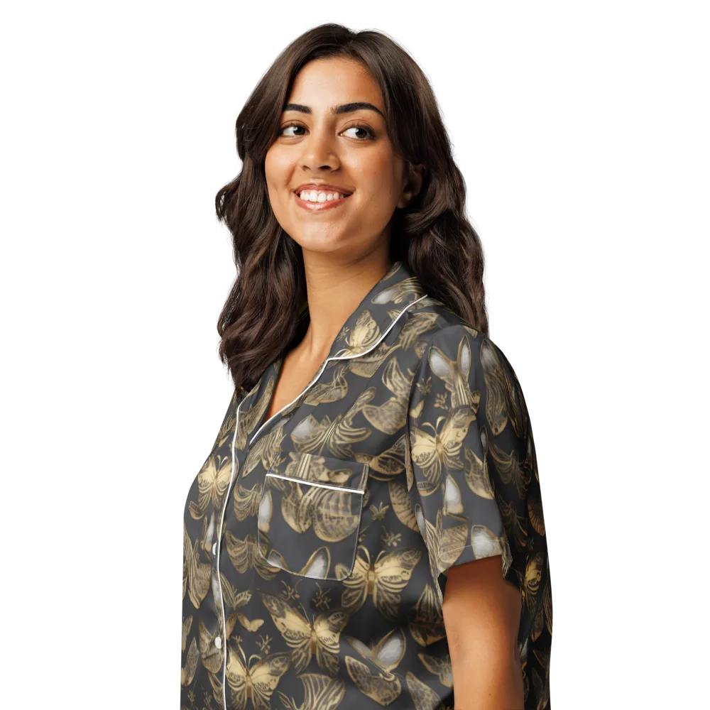 Gilded Moth on Women's Short Sleeve Pajama Top — Left Front