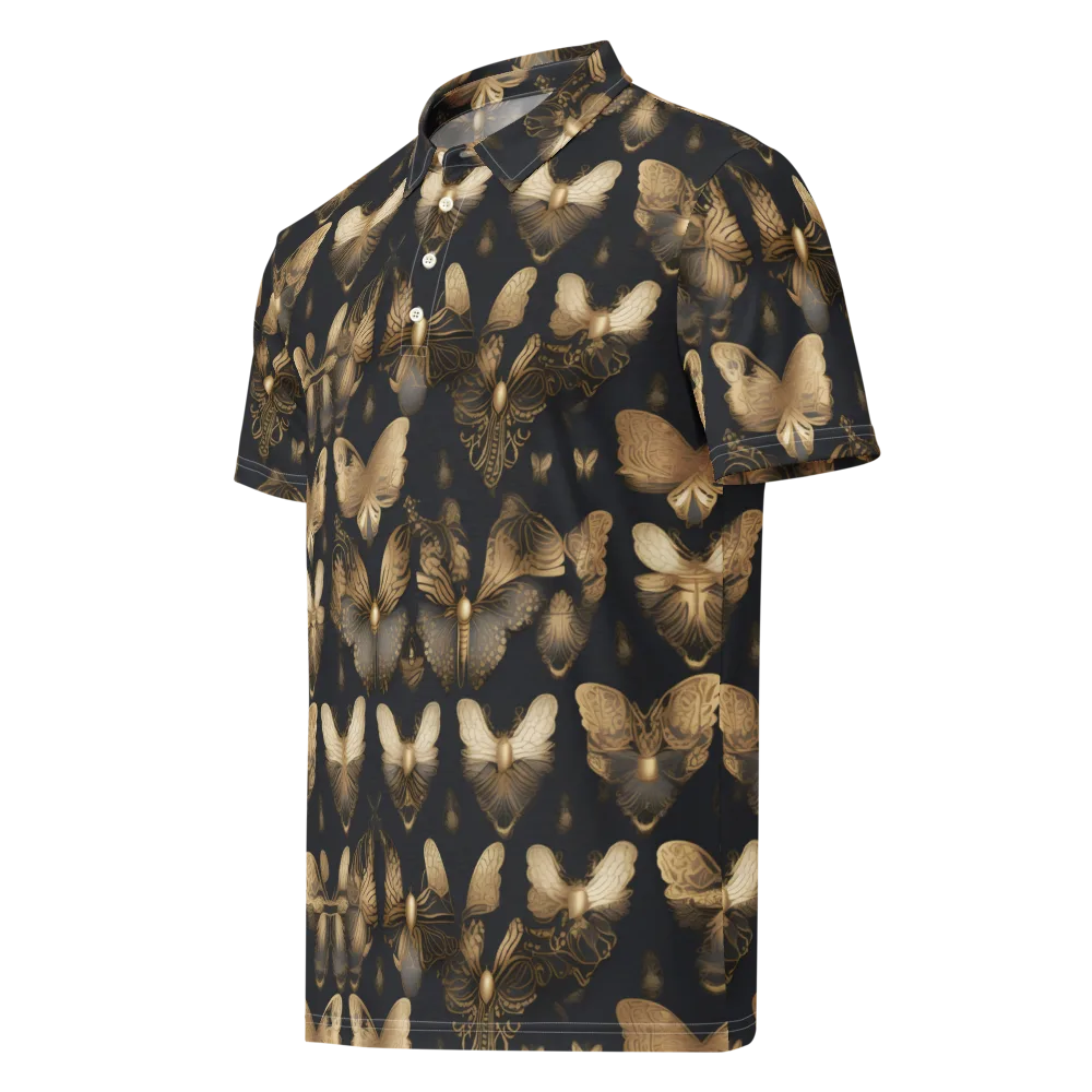 Gilded Moth Nocturne on Men's Slim Fit Polo Shirt — Left Front