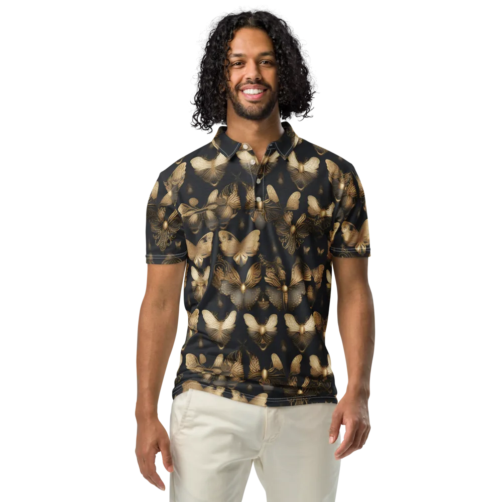 Gilded Moth Nocturne on Men's Slim Fit Polo Shirt — Front