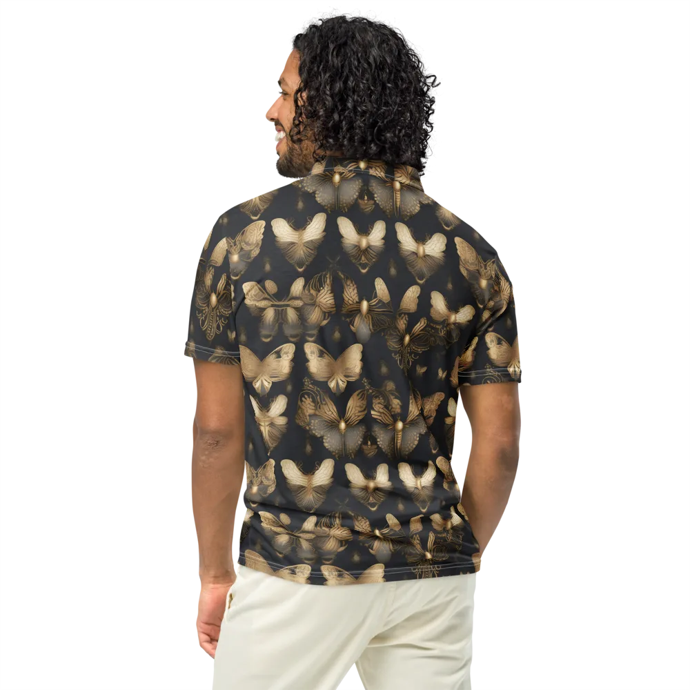 Gilded Moth Nocturne on Men's Slim Fit Polo Shirt — Back