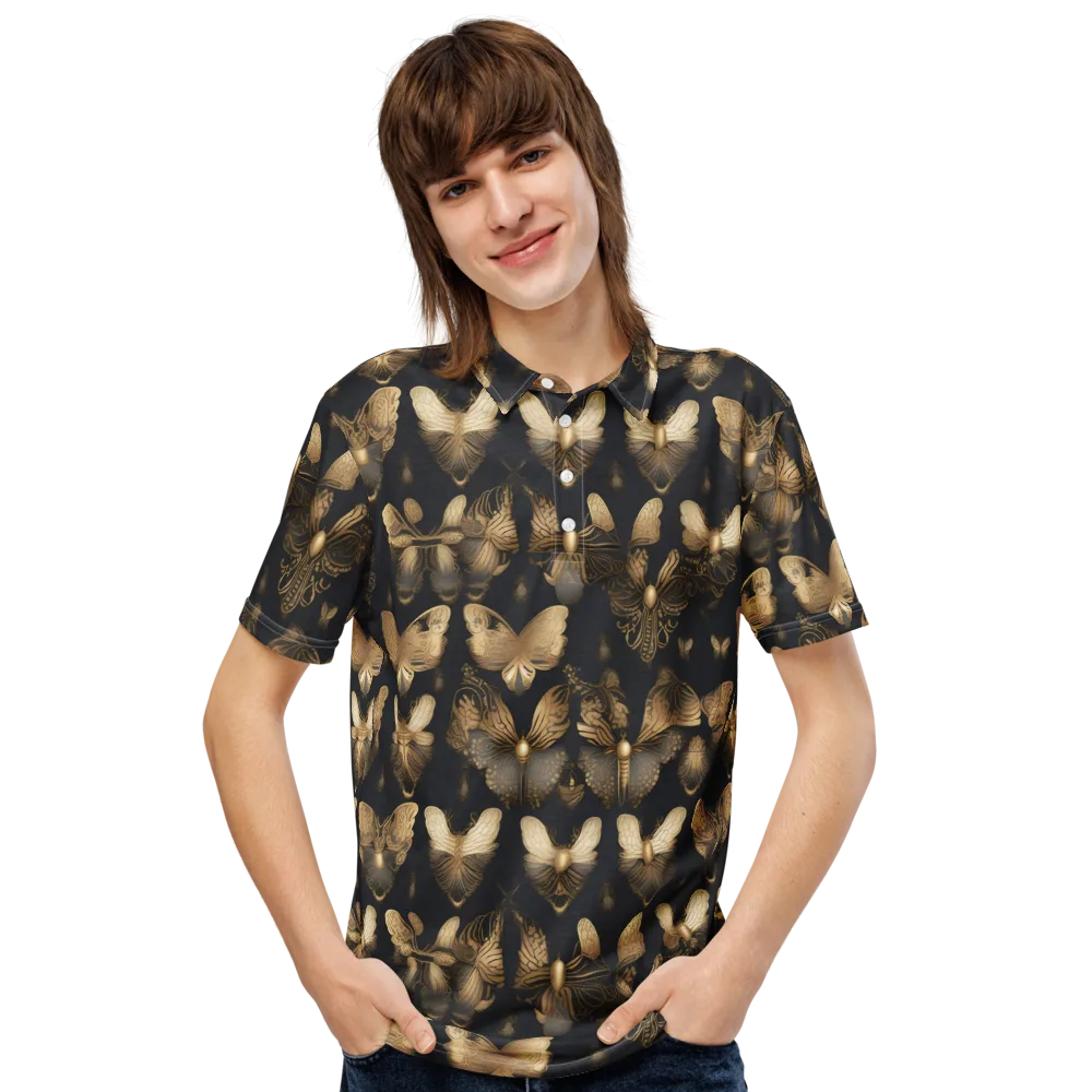 Gilded Moth Nocturne on Men's Slim Fit Polo Shirt — Front