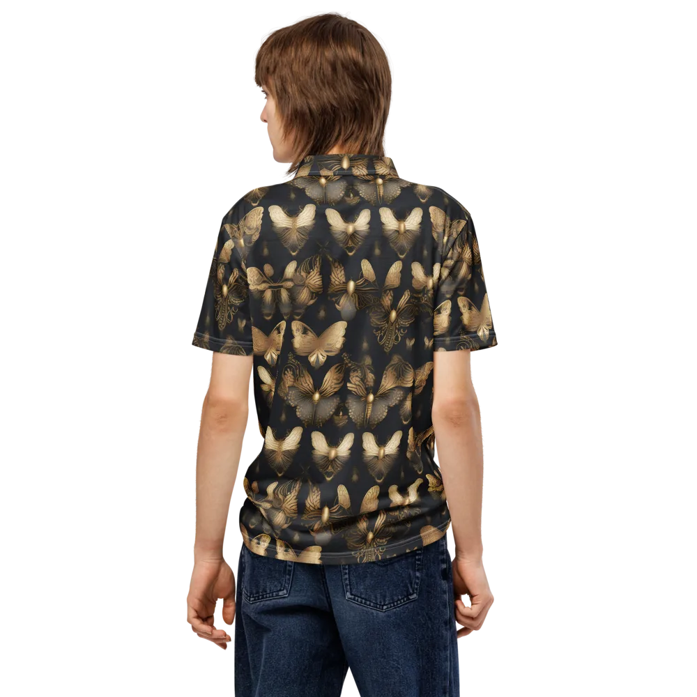 Gilded Moth Nocturne on Men's Slim Fit Polo Shirt — Back
