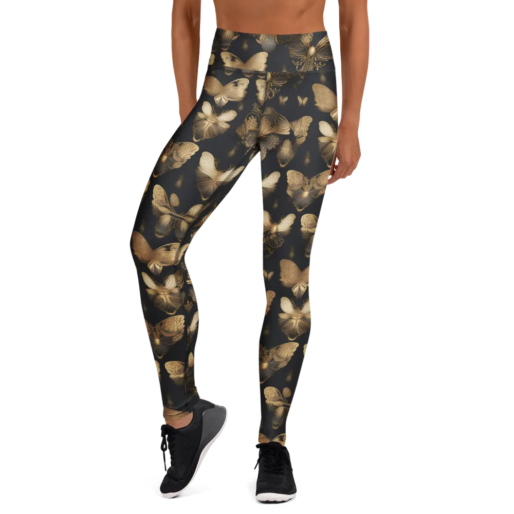 Gilded Moth Nocturne on Yoga Leggings — Front