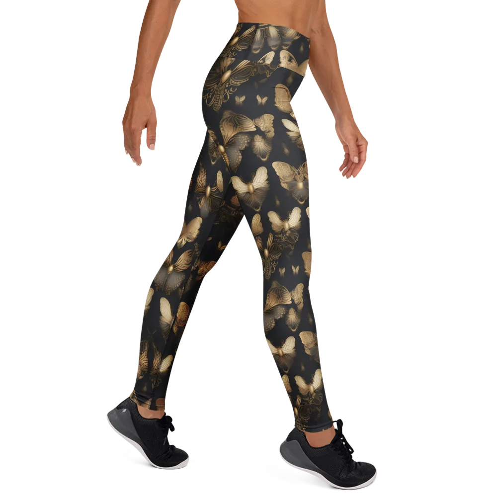 Gilded Moth Nocturne on Yoga Leggings — Right