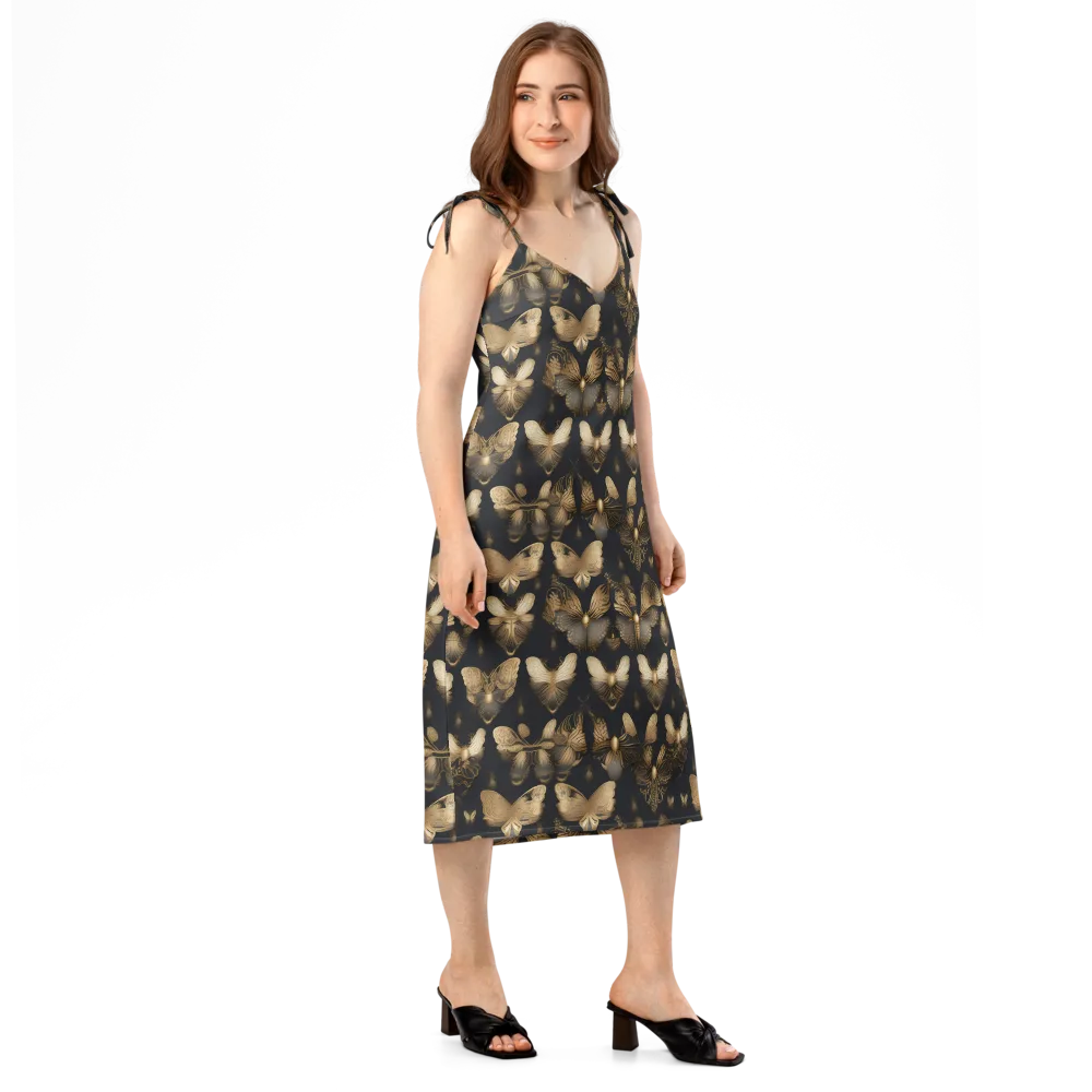 Gilded Moth Nocturne on Slip Dress — Right Front