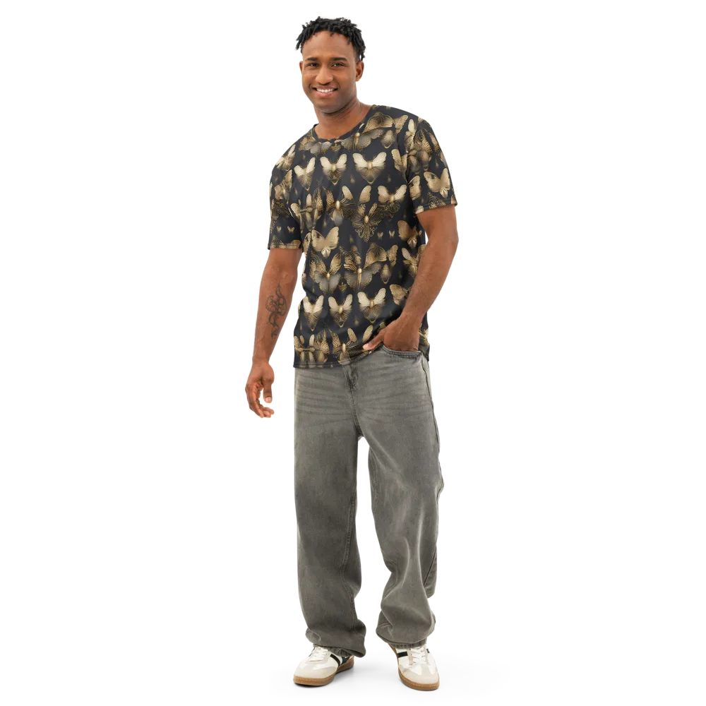 Gilded Moth Nocturne on Men's Cotton Crew Neck T-Shirt — Front