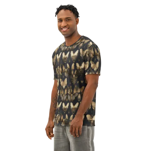Gilded Moth Nocturne on a Men's Cotton Crew Neck T-Shirt